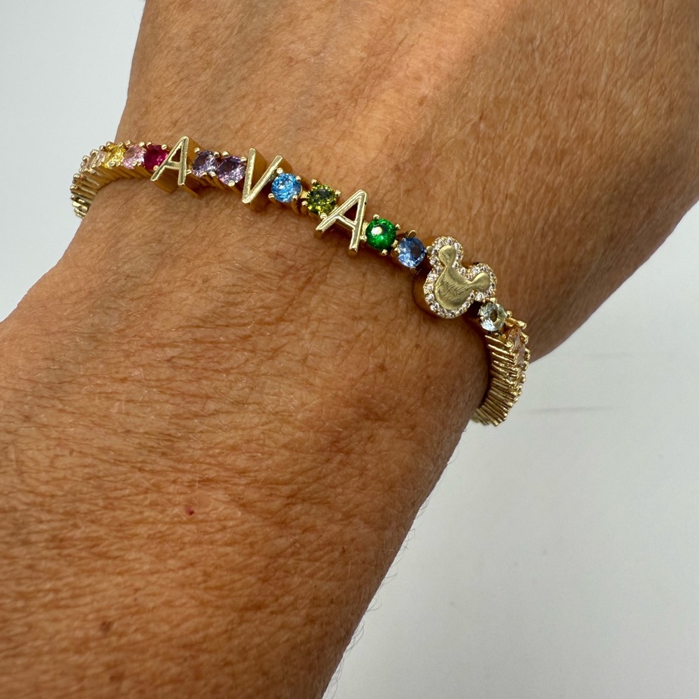 Baublebar Disney Mickey Mouse Custom AVA Tennis Bracelet Gold Multicolor Gems